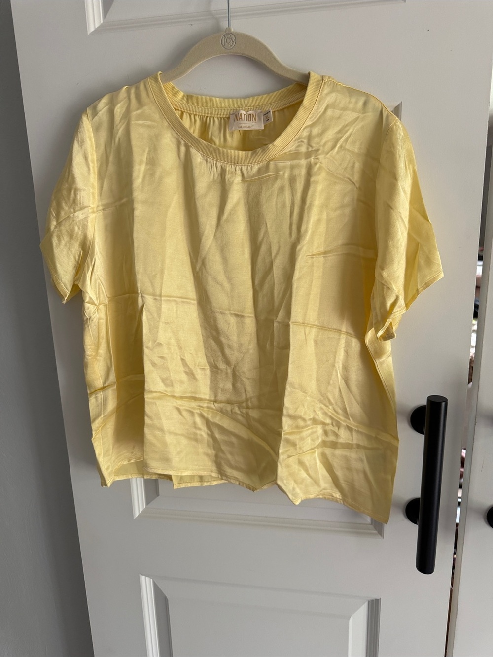Nation Los Angeles Light Yellow Short Sleeve Boxy Tee XL